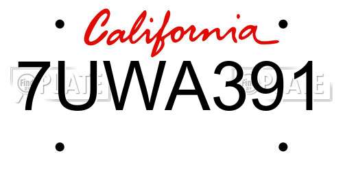 7UWA391 California License Plate