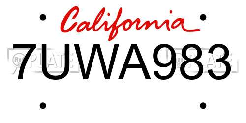 7UWA983 California License Plate