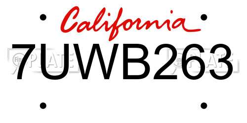 7UWB263 California License Plate