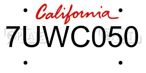 7UWC050 California License Plate