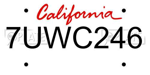 7UWC246 California License Plate