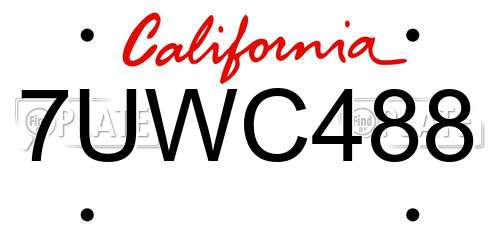7UWC488 California License Plate