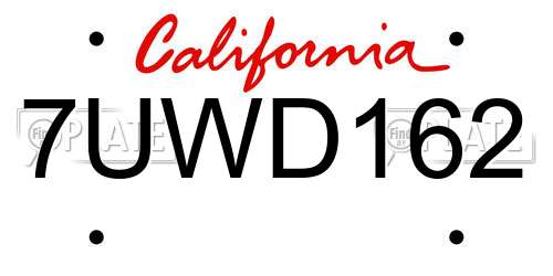 7UWD162 California License Plate