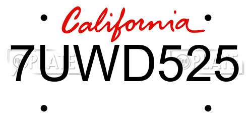 7UWD525 California License Plate
