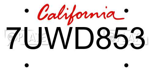 7UWD853 California License Plate
