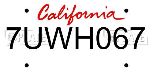 7UWH067 California License Plate