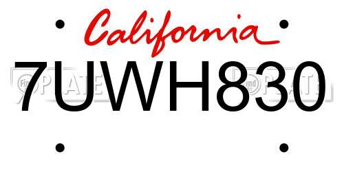 7UWH830 California License Plate