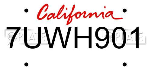 7UWH901 California License Plate