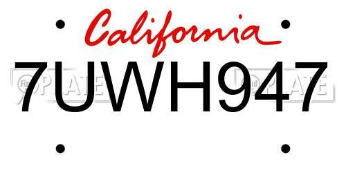 7UWH947 California License Plate