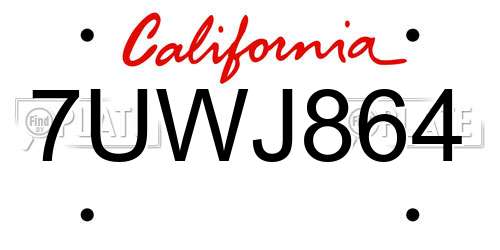 7UWJ864 California License Plate