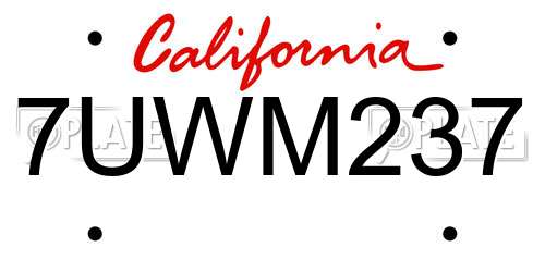 7UWM237 California License Plate