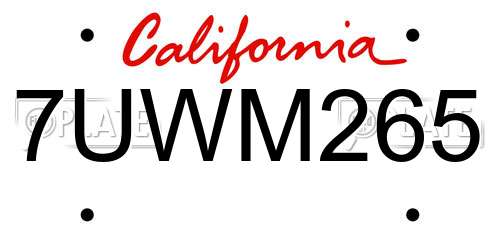 7UWM265 California License Plate