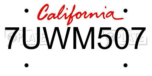 7UWM507 California License Plate
