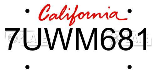 7UWM681 California License Plate