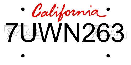7UWN263 California License Plate