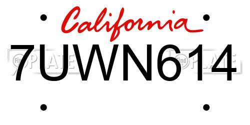 7UWN614 California License Plate