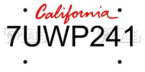 7UWP241 California License Plate