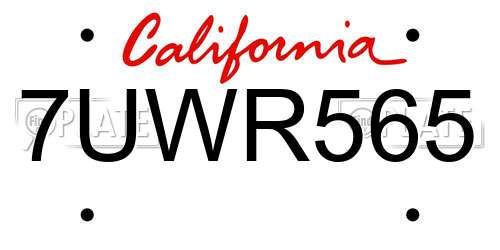 7UWR565 California License Plate