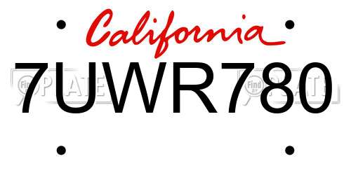 7UWR780 California License Plate