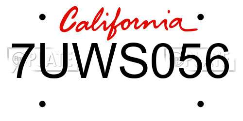 7UWS056 California License Plate