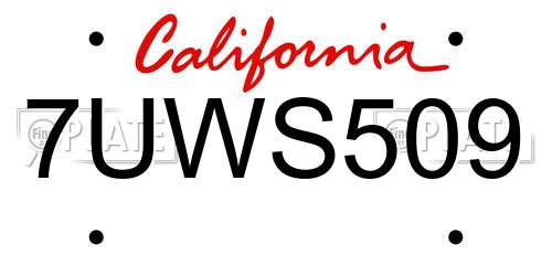7UWS509 California License Plate