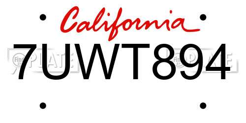 7UWT894 California License Plate
