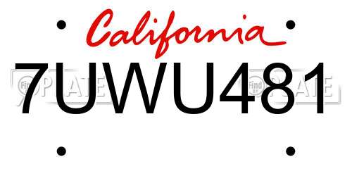 7UWU481 California License Plate