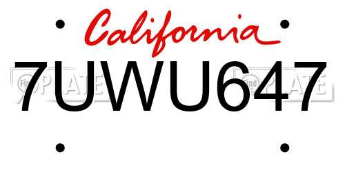 7UWU647 California License Plate