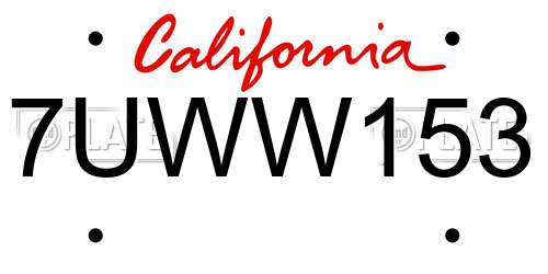 7UWW153 California License Plate