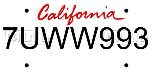 7UWW993 California License Plate