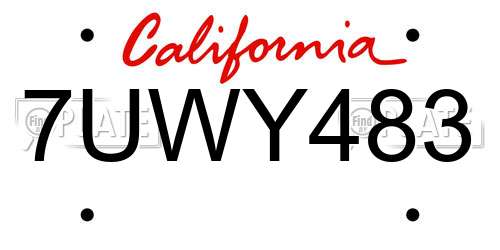 7UWY483 California License Plate