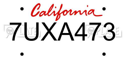 7UXA473 California License Plate