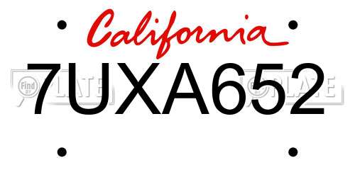 7UXA652 California License Plate
