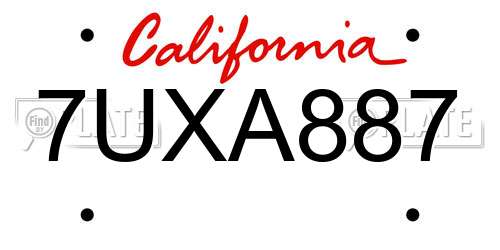 7UXA887 California License Plate