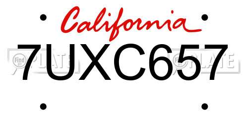 7UXC657 California License Plate