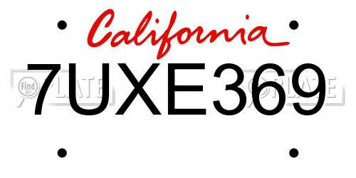 7UXE369 California License Plate