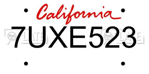 7UXE523 California License Plate