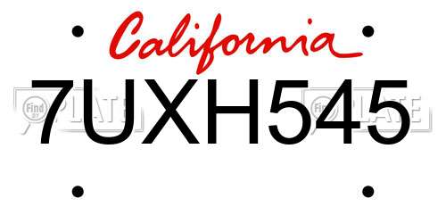 7UXH545 California License Plate