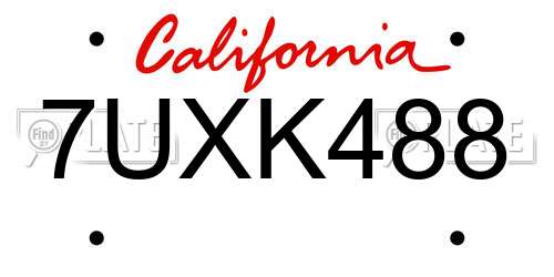 7UXK488 California License Plate