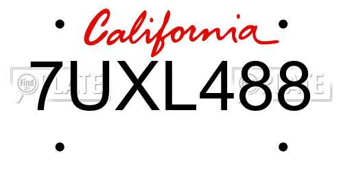 7UXL488 California License Plate