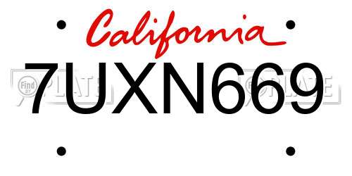 7UXN669 California License Plate