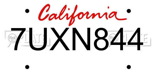 7UXN844 California License Plate