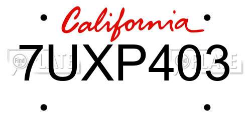 7UXP403 California License Plate