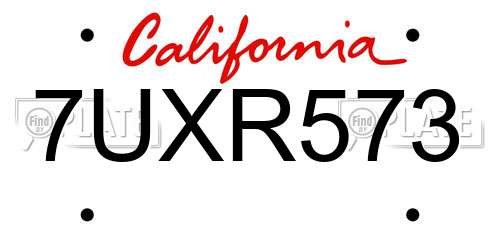 7UXR573 California License Plate