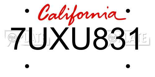 7UXU831 California License Plate
