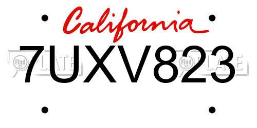 7UXV823 California License Plate