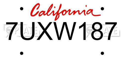 7UXW187 California License Plate