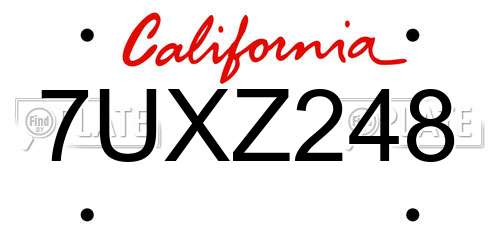 7UXZ248 California License Plate