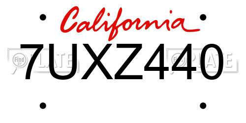 7UXZ440 California License Plate