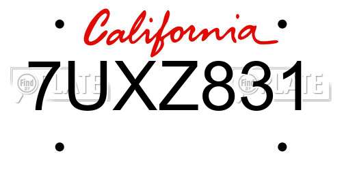 7UXZ831 California License Plate